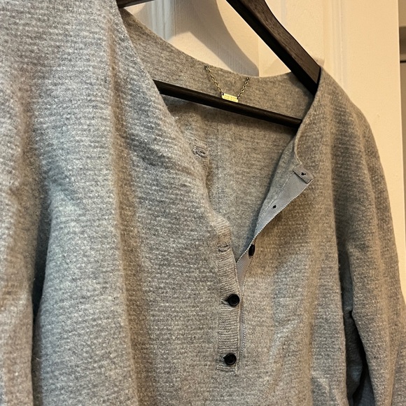The Row Gray Long Sleeve Henley Top - Picture 3 of 6